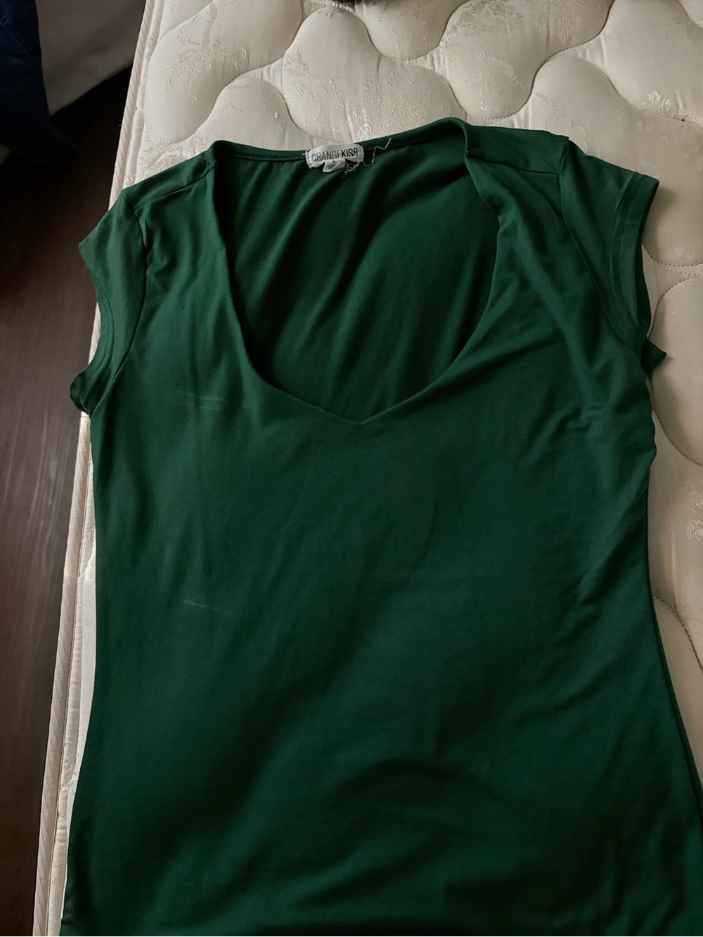Green V-Neck Women's Top